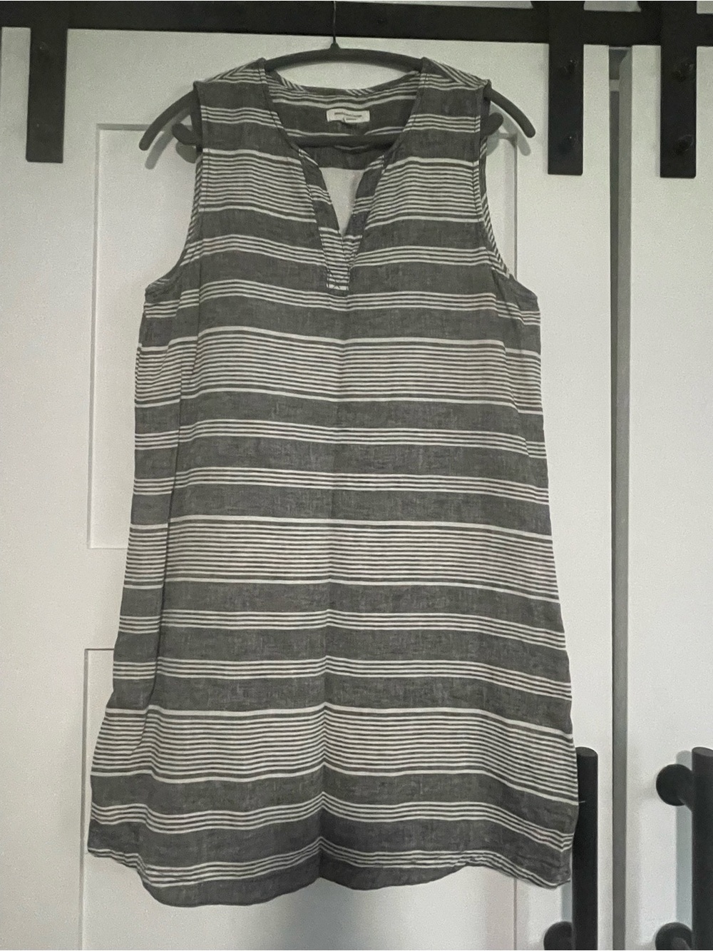 beachlunchlounge Gray and White Striped Sleeveless Tunic Dress